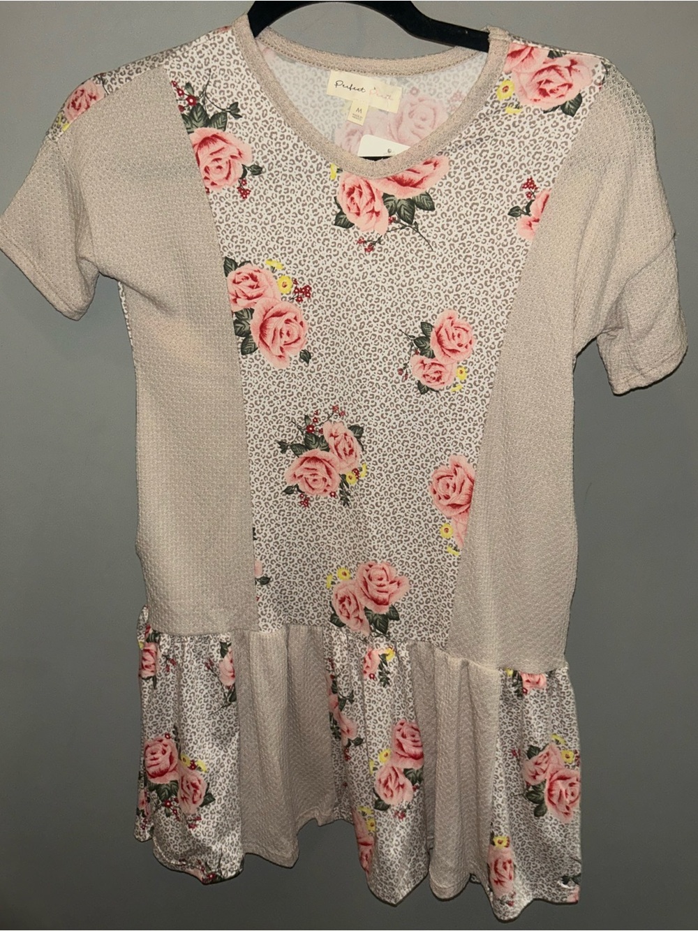 Girls' Light Pink Floral Tiered Casual Dress